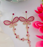 Rose 🌹 Gold Pink Fusa Butterfly Earring Set