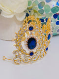 Rose Gold Pearl white Blue Bling Crown