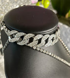 Silver Butterfly Bling Necklace & Chocker Set